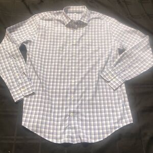 Peter Millar Summer Comfort Shirt Mens Large Blue Plaid Button Up Performance